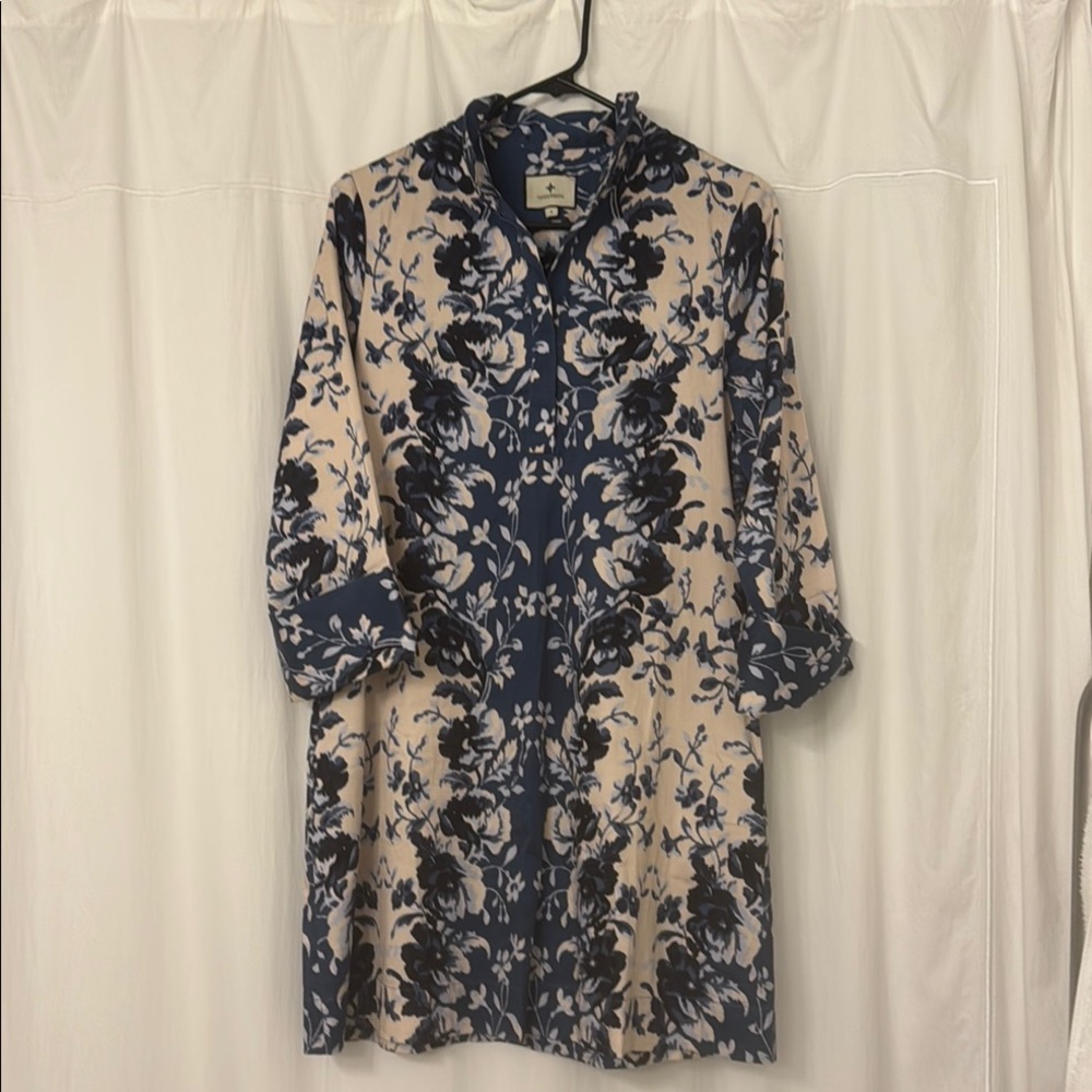 Tuckernuck Floral Blue and Cream Tunic Dress